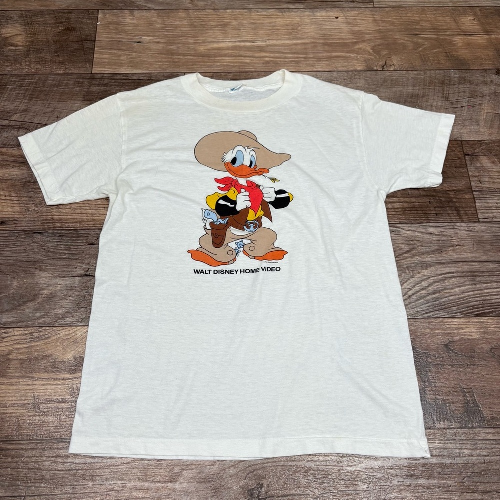Vintage Donald Duck Cowboy Western Walt Disney Home Video Shirt Size L USA Made